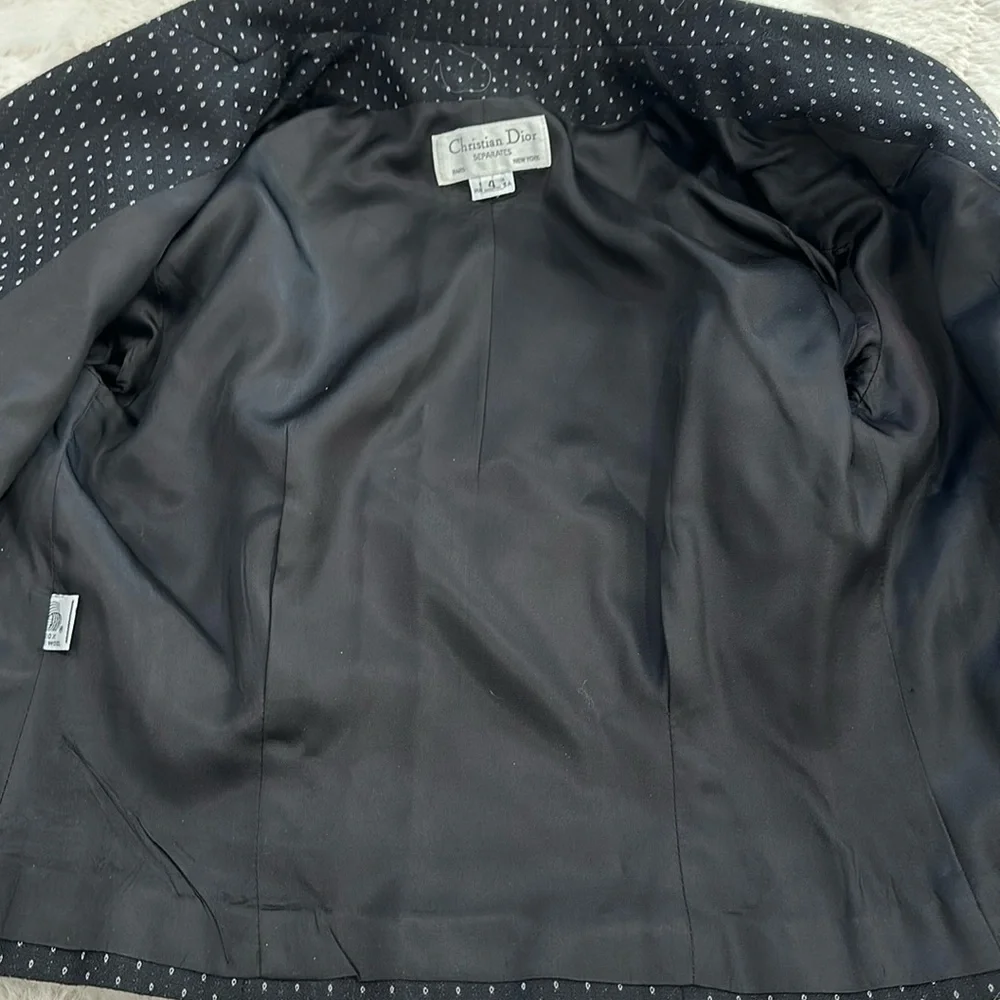 Vintage Christian Dior Separates Blazer Skirt Set Black White size 4/8